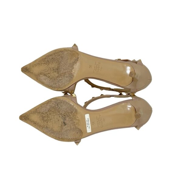 VALENTINOGARAVANI Rockstud-Beige Gold Leather Hardware Women's Pumps 197-071725 - Picture 5 of 10